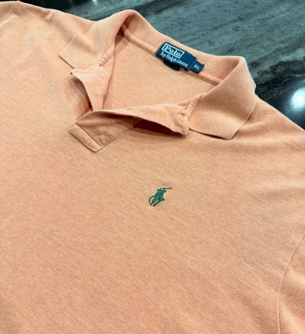 Polo Ralph Lauren Classic Fit Polo Shirt XL Peach Green Pony Cotton Golf Casual